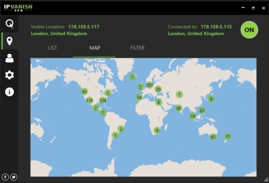 IPVanish vs NordVPN: IPVanish's server locations